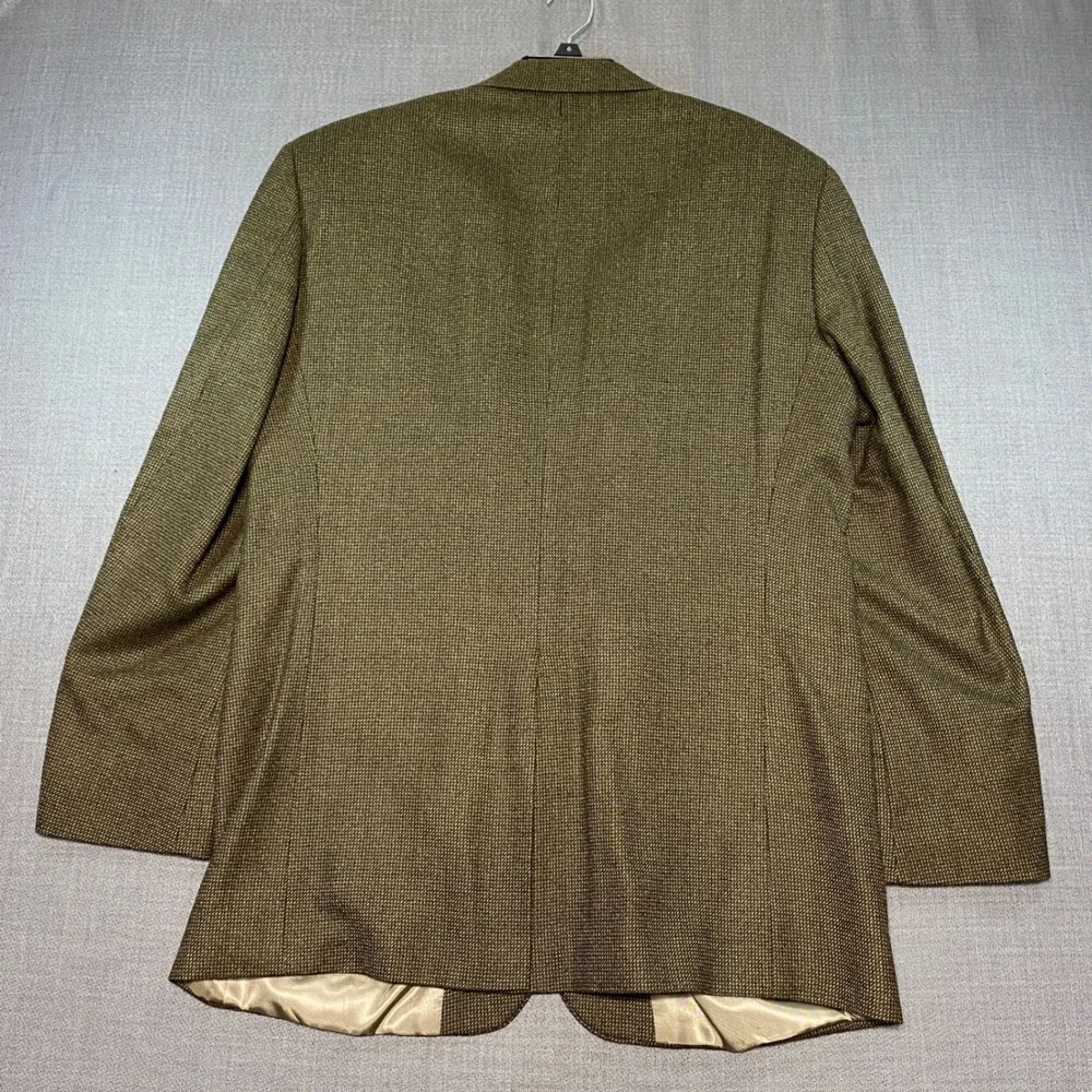 Holbrook Mens 42L Blazer Jacket 100% Lambswool Olive Green‎ Micro Check 4215
